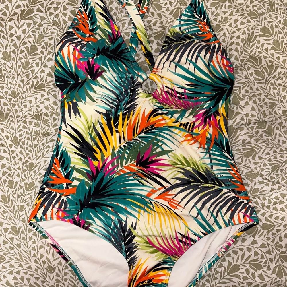 Shade & Shore Colorful Leaf One Piece Women's Size L